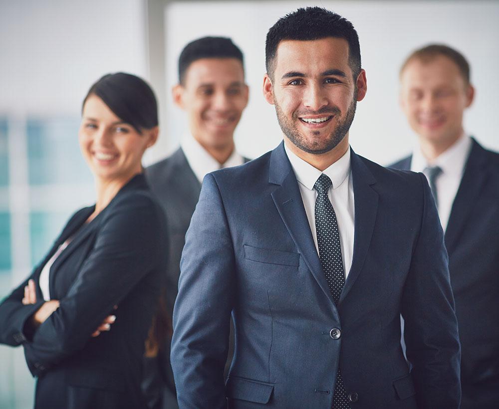 Confident business team transformation