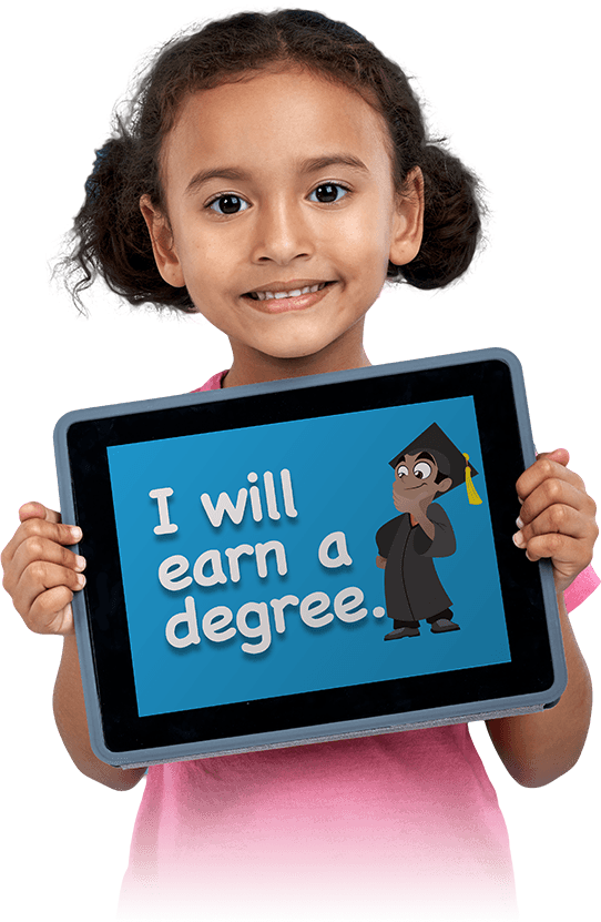 Child learning with tablet
